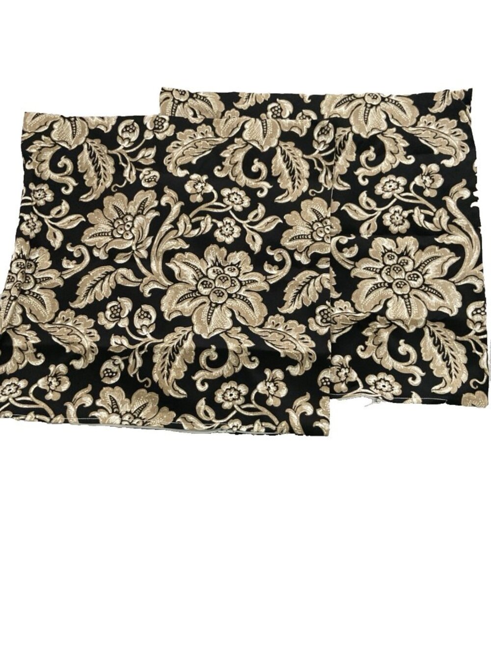 Floral Damark scroll Square Pillow Covers 2 Pack 18x18  Black/Beige Polyester